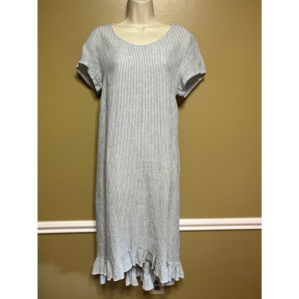 Goddess Gear Ruffle Hem Dress in Crinkle Linen
